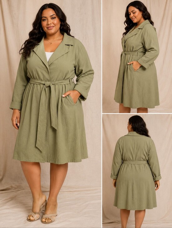 Sweet Rain Dresses & Skirts - 🥬 Sweet Rain Muted Green Coat Style Dress - Size 2X